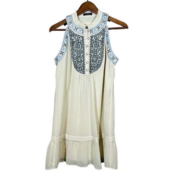 THEME Sleeveless Shirt Mini Dress Casual Button Front Top Blouse Tunic - M - Picture 1 of 4